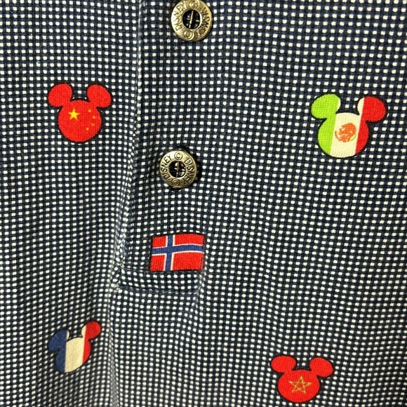 VINTAGE Disney EPCOT Mickey world flags polo size XL 100% Cotton - Picture 5 of 13